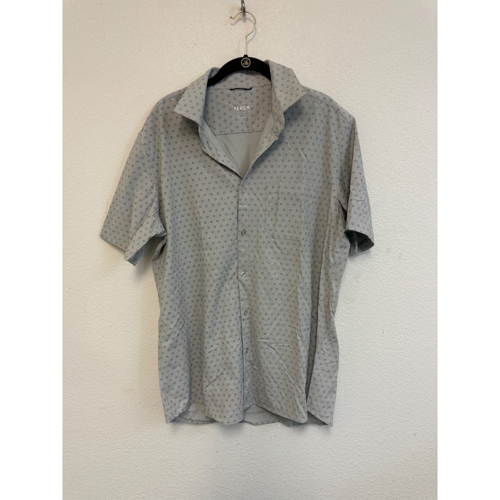 Teren Designs Daily Driver Shirt Mens XL Gray Geometric Bamboo Performance S/S